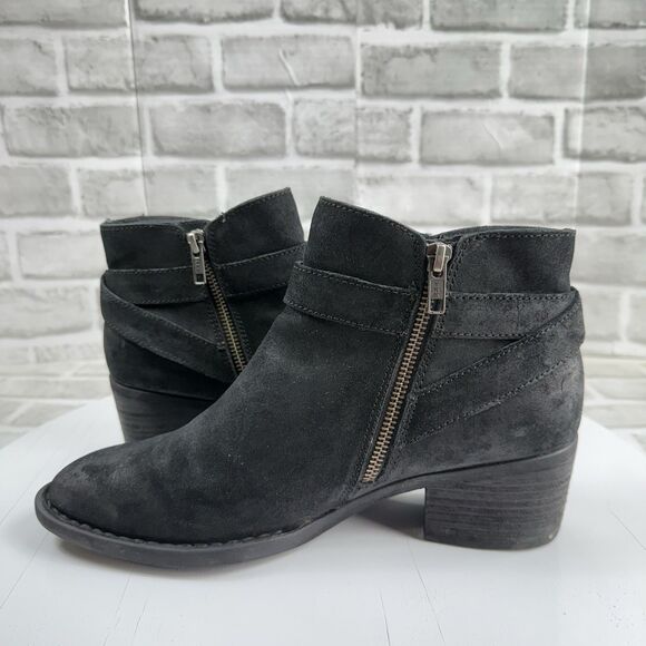 Born Jorgette Suede Black Leather Women's Size 9.5 Buckle Western Ankle Boots - Picture 4 of 14